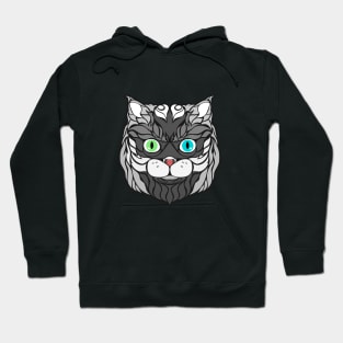 Gray Cat Face Drawing Hoodie